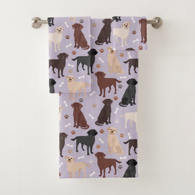 Labrador Retriever Paws and Bones Bath Towel Set (Insitu)