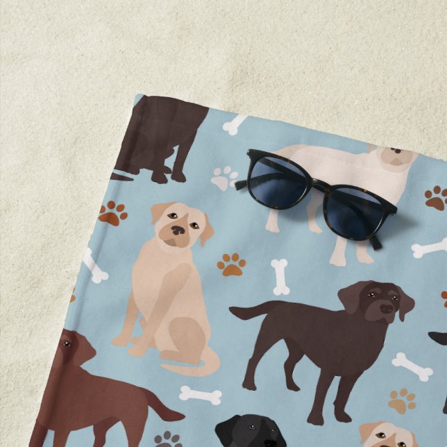 Labrador Retriever Paws and Bones Beach Towel (In Situ)