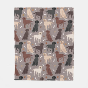 Labrador Retriever Paws and Bones Fleece Blanket