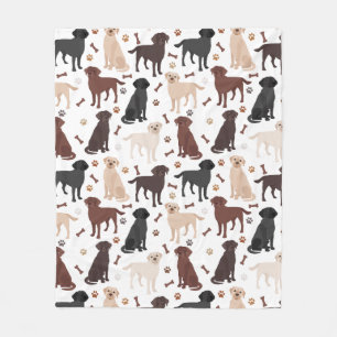 Labrador Retriever Paws and Bones Fleece Blanket