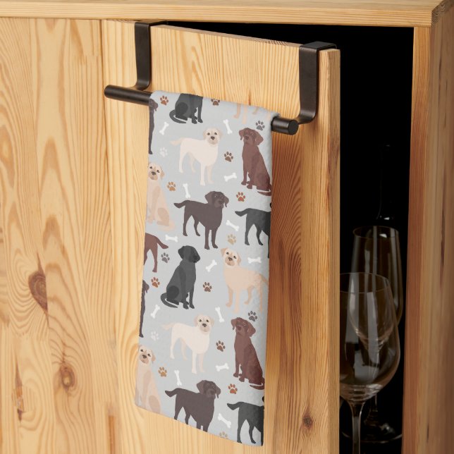 Labrador Retriever Paws and Bones Kitchen Towel (Thirds Fold)