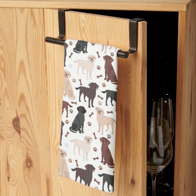 Labrador Retriever Paws and Bones Kitchen Towel (Thirds Fold)