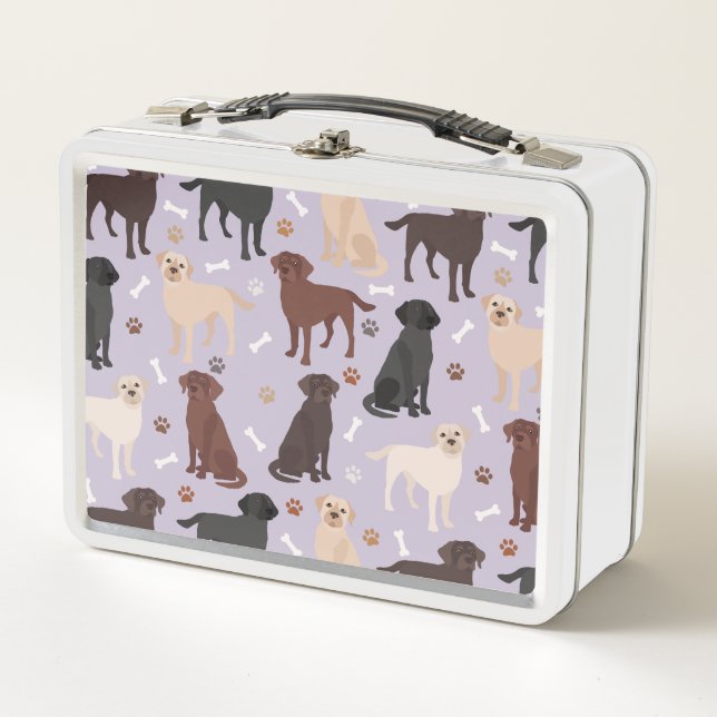 Labrador Retriever Paws and Bones Metal Lunch Box (Front)