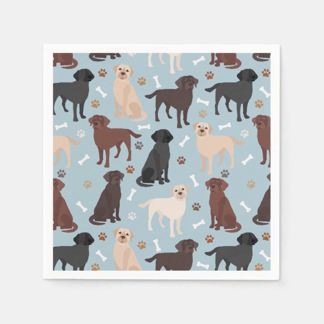 Labrador Retriever Paws and Bones Napkins (Front)