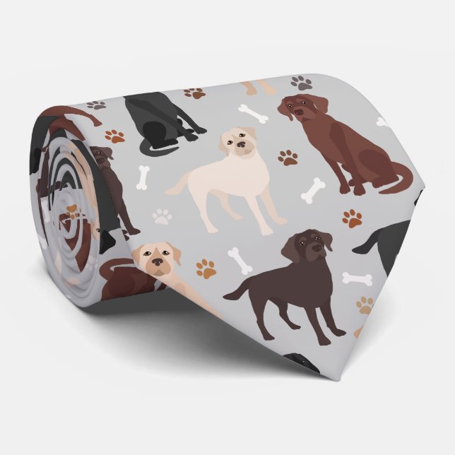 Labrador Retriever Paws and Bones Neck Tie (Rolled)