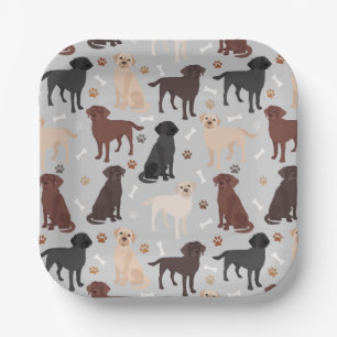 Labrador Retriever Paws and Bones Paper Plates