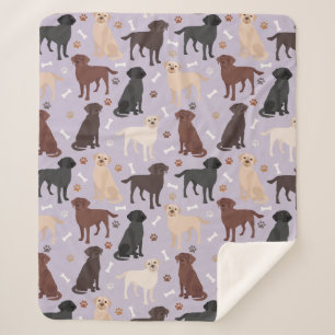 Labrador Retriever Paws and Bones Sherpa Blanket