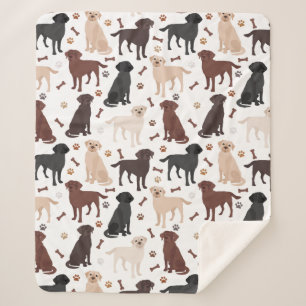 Labrador Retriever Paws and Bones Sherpa Blanket