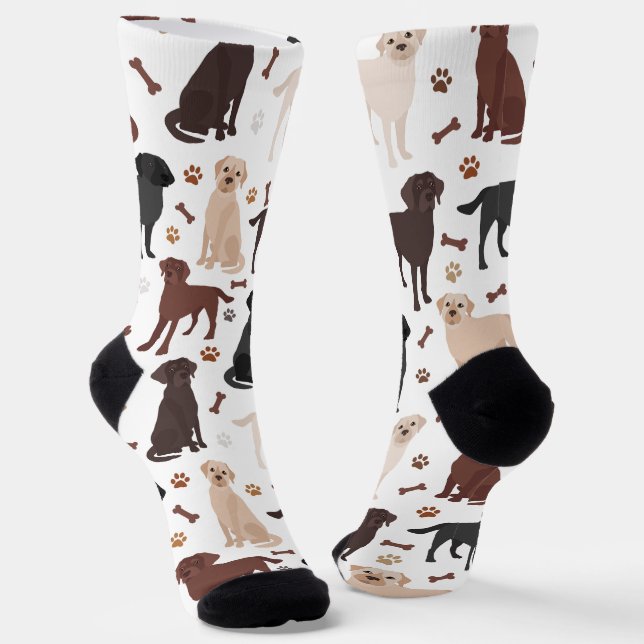 Labrador Retriever Paws and Bones Socks (Angled)