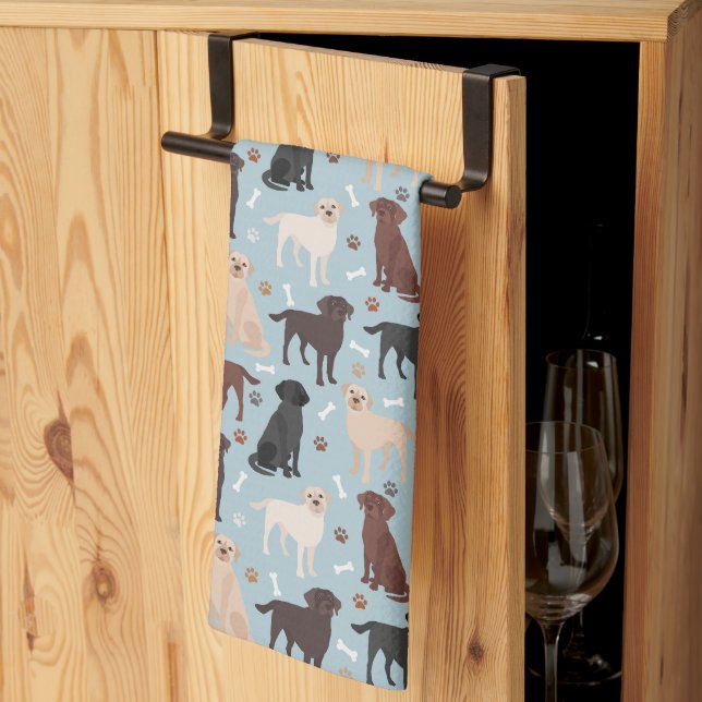 Labrador Retriever Paws and Bones Tea Towel (Thirds Fold)