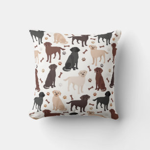 Labrador Retriever Paws and Bones Throw Pillow