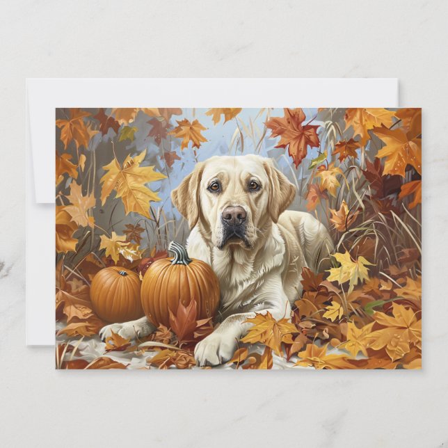 Labrador Retriever Personalised Name Autumn Card (Back)