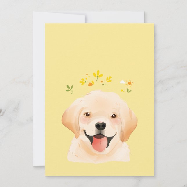 Labrador Retriever Pet Dog Illustration Portrait Thank You Card (Front)