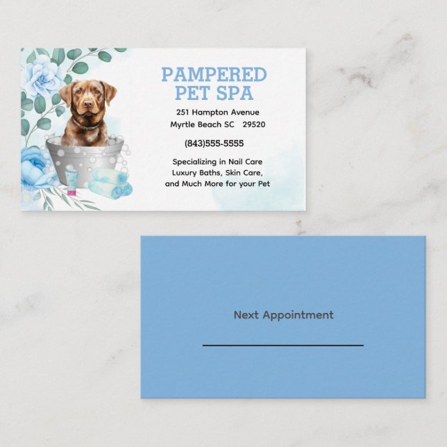  Labrador Retriever Pet Groomer Spa Appointment Business Card (Front/Back)