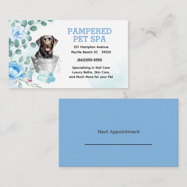  Labrador Retriever Pet Groomer Spa Appointment Business Card (Front/Back)