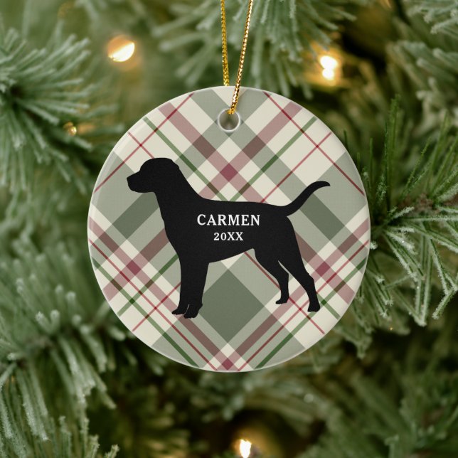 Labrador Retriever Plaid Christmas Ornament (Tree)