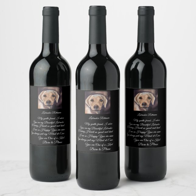 Labrador Retriever Poetry Wine Label (Bottles)