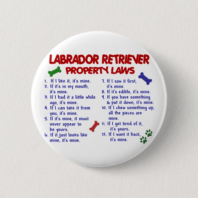 LABRADOR RETRIEVER Property Laws 6 Cm Round Badge (Front)