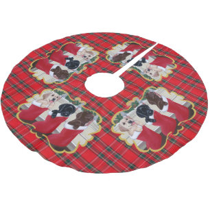Labrador Retriever Puppies Christmas Painting Brushed Polyester Tree Skirt