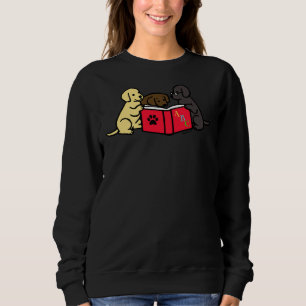 Labrador Retriever Puppies Reading Book Sweatshirt
