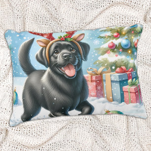 Labrador Retriever Puppy Dog Christmas Scene  Decorative Cushion