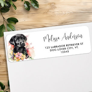 Labrador Retriever Puppy Dog Floral Return Address Label