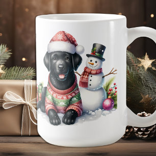 Labrador Retriever Puppy Dog Snowman Christmas Coffee Mug