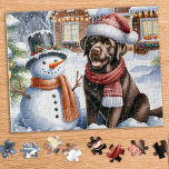 Labrador Retriever Puppy Dog Snowman Christmas Jigsaw Puzzle<br><div class="desc">Looking for a fun and engaging activity to share with your family this holiday season? Look no further than our jigsaw puzzle collection featuring playful Labrador Retrievers! As a dog lover, you'll adore the variety of designs we offer, including cute and cuddly puppies, loveable yellow, chocolate, and black Labs, and...</div>