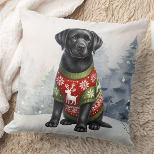Labrador Retriever Puppy Holiday Sweater Dog  Cushion