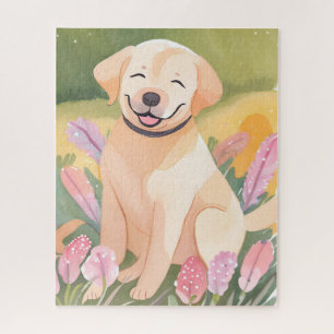 Labrador Retriever Puppy   Lab Dog Cute Watercolor Jigsaw Puzzle