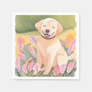Labrador Retriever Puppy Lab Dog Cute Watercolor Napkin