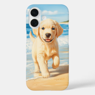 Labrador Retriever Puppy on Beach iPhone 16 Case