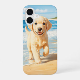 Labrador Retriever Puppy on Beach iPhone 16 Case