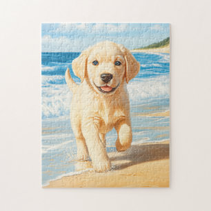 Labrador Retriever Puppy on Beach Jigsaw Puzzle
