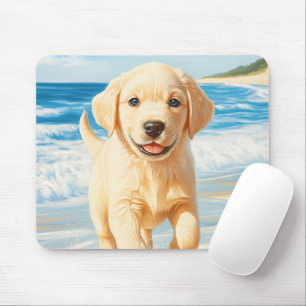 Labrador Retriever Puppy on Beach Mouse Pad