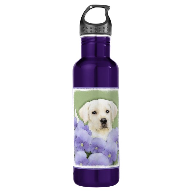 Labrador Retriever Puppy Painting Original Dog Art 710 Ml Water Bottle (Front)
