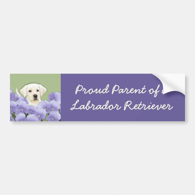 Labrador Retriever Puppy Painting Original Dog Art Bumper Sticker (Front)