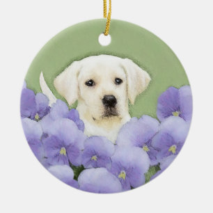 Labrador Retriever Puppy Painting Original Dog Art Ceramic Ornament