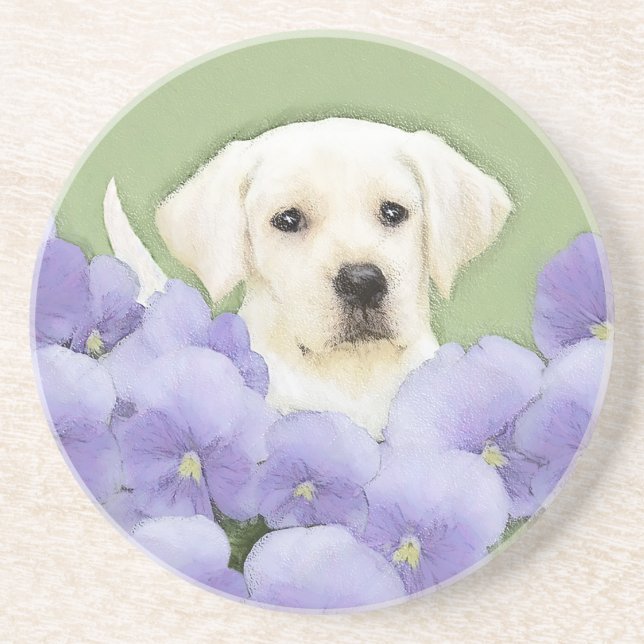 Labrador Retriever Puppy Painting Original Dog Art Coaster (Front)