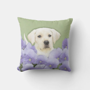 Labrador Retriever Puppy Painting Original Dog Art Cushion