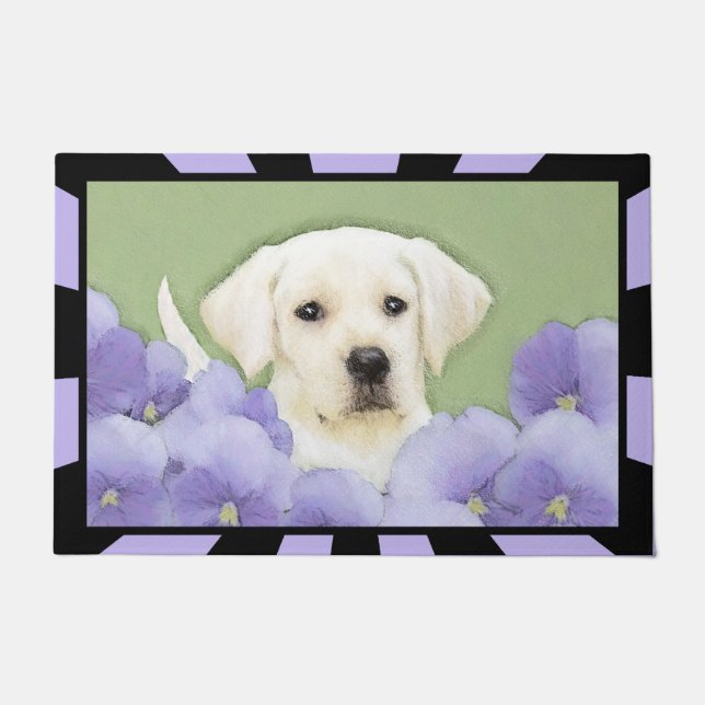 Labrador Retriever Puppy Painting Original Dog Art Doormat (Front)