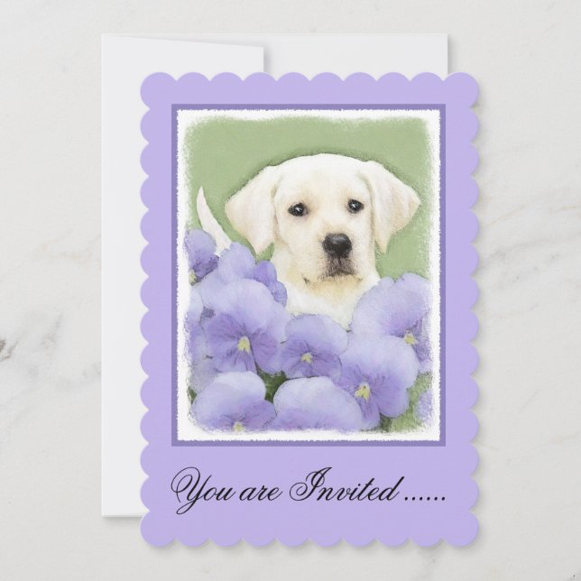 Labrador Retriever Puppy Painting Original Dog Art Invitation (Front)
