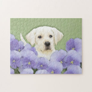 Labrador Retriever Puppy Painting Original Dog Art Jigsaw Puzzle