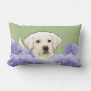 Labrador Retriever Puppy Painting Original Dog Art Lumbar Cushion