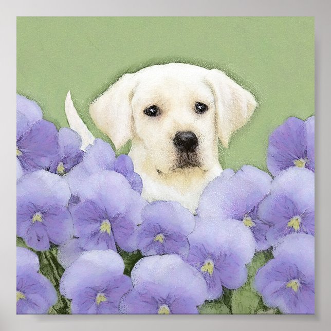 Labrador Retriever Puppy Painting Original Dog Art Poster (Front)