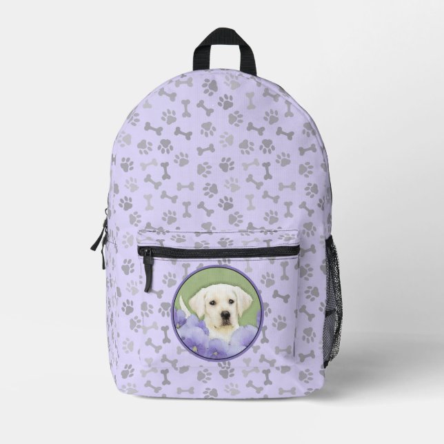 Labrador Retriever Puppy Painting Original Dog Art Printed Backpack (Front)