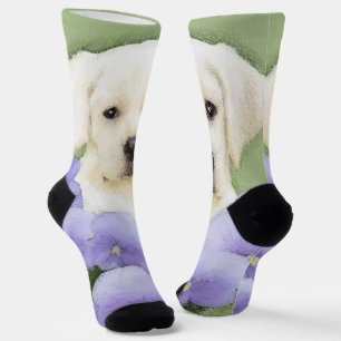 Labrador Retriever Puppy Painting Original Dog Art Socks
