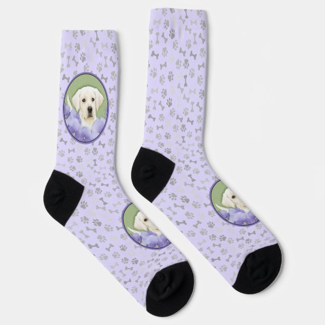 Labrador Retriever Puppy Painting Original Dog Art Socks (Right)