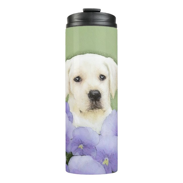 Labrador Retriever Puppy Painting Original Dog Art Thermal Tumbler (Front)