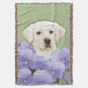 Labrador Retriever Puppy Painting Original Dog Art Throw Blanket